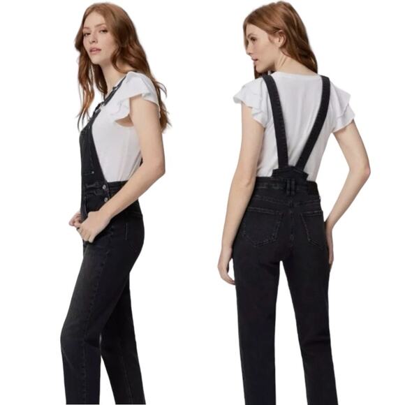 PAIGE Black Denim Overalls 24 Preppy 90s - Picture 1 of 16